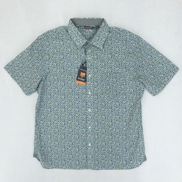 Van Heusen Other - Van Heusen Button Up Mens Large Blue Stain Shield Slim Fit Short Sleeve Shirt